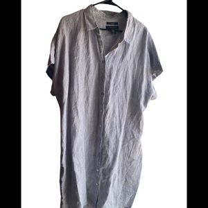 Long 100% linen shirt tamari 1X
